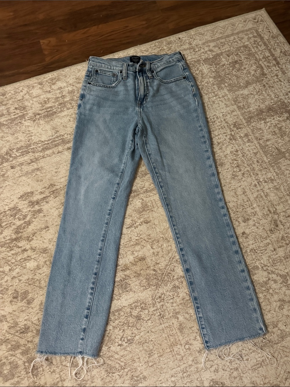 J.Crew Original Straight Jean Women’s Size 24 Lightwash High Rise Raw Hem Denim